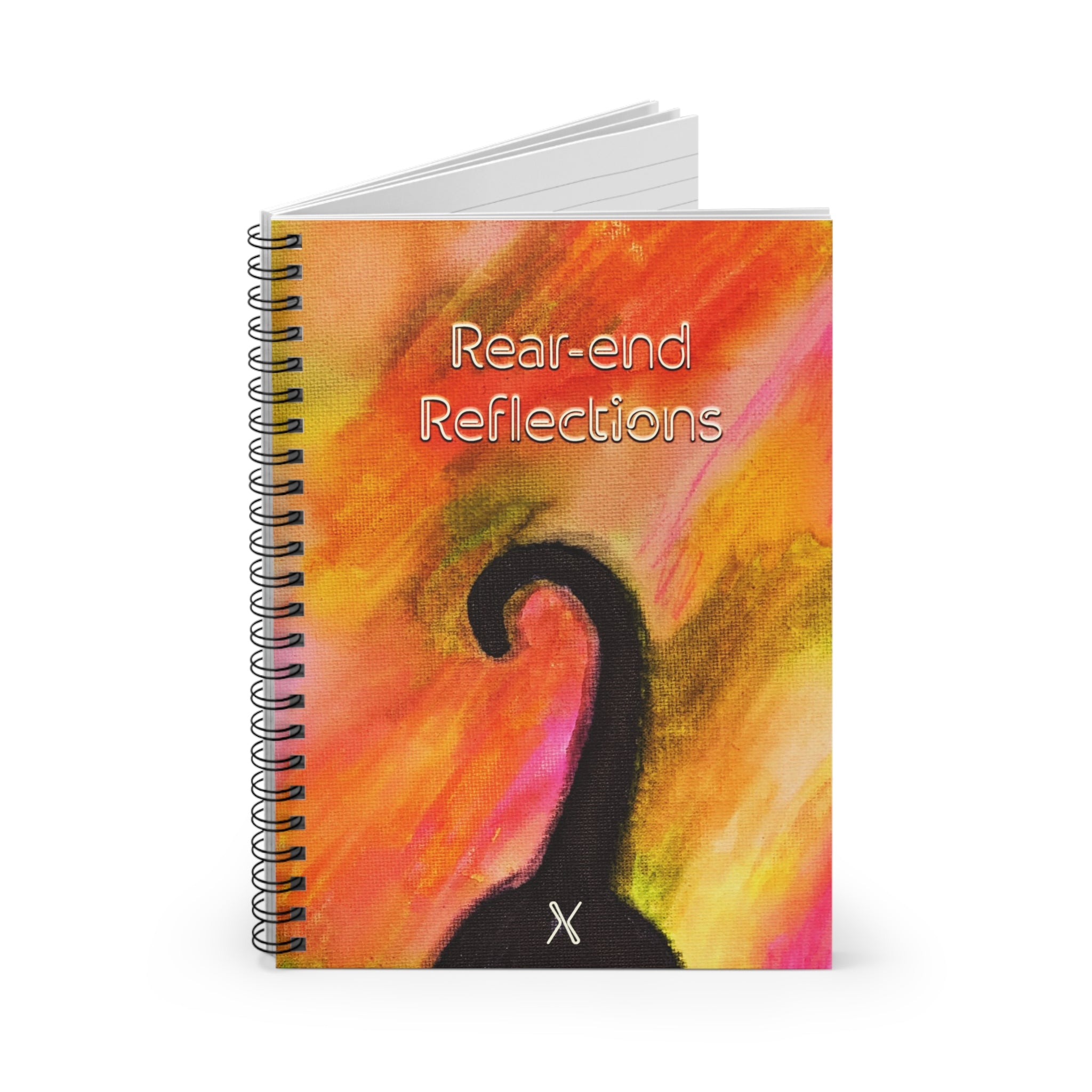 Watercolor Black Cat Butt "Rear-end Reflections" Spiral Notebook - Ruled Line